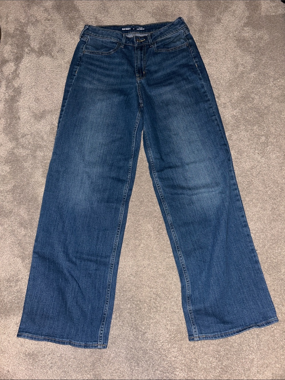 Old Navy Women's Wide Leg Jeans - Dark Blue Denim